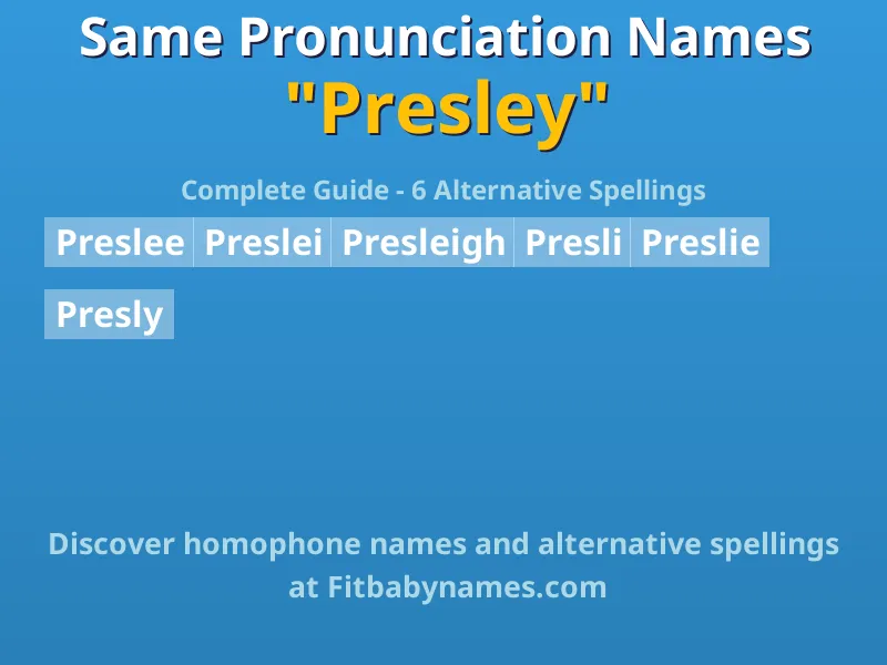 Infographic: Presley same pronunciation names, similar names, and homophone names