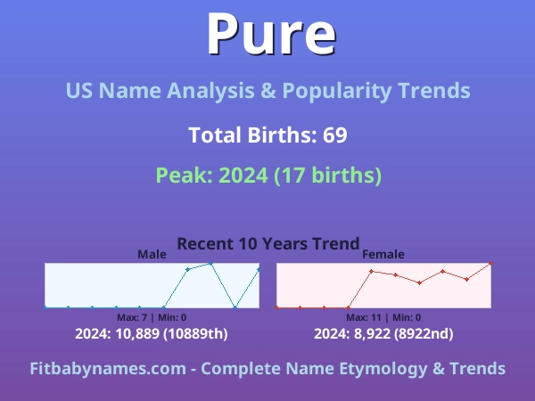 Infographic: Pure name meaning, origin, and popularity trends in the United States (US baby name analysis chart)