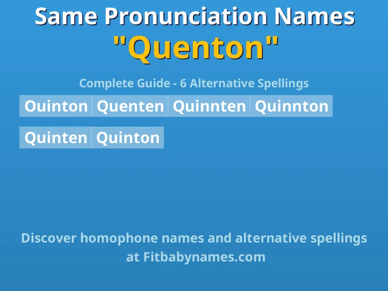 Infographic: Quenton same pronunciation names, similar names, and homophone names