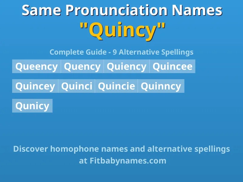 Infographic: Quincy same pronunciation names, similar names, and homophone names