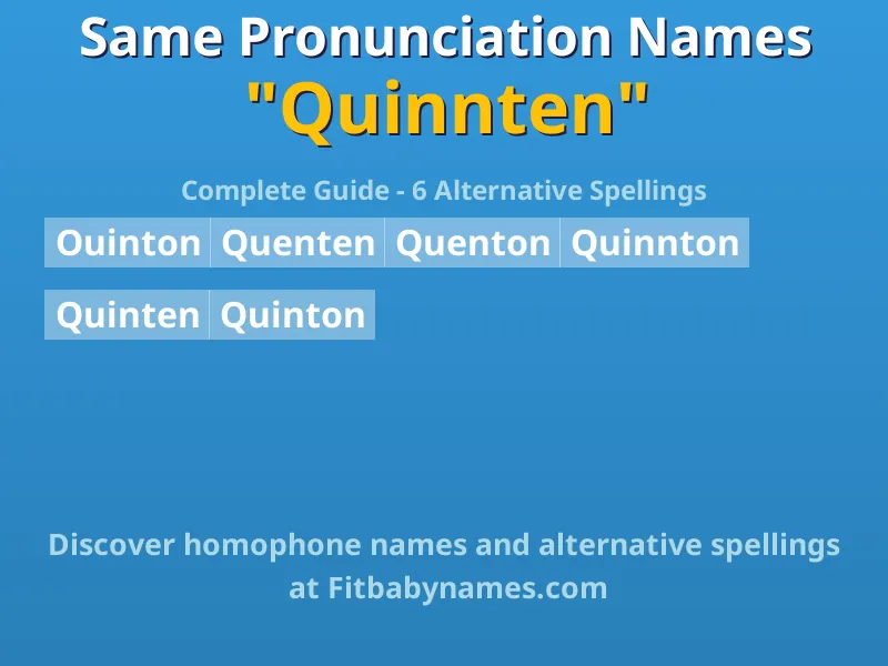 Infographic: Quinnten same pronunciation names, similar names, and homophone names
