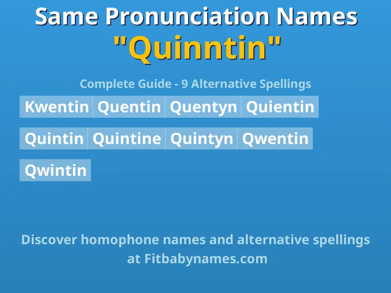 Infographic: Quinntin same pronunciation names, similar names, and homophone names