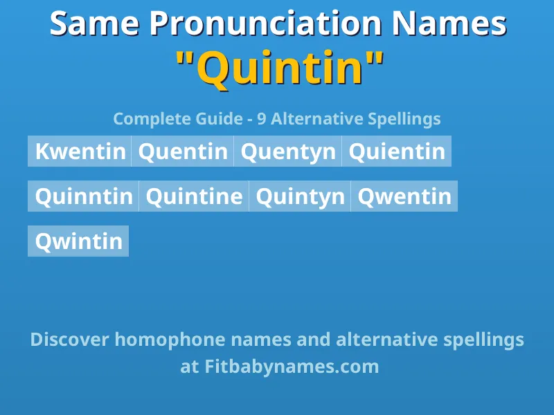 Infographic: Quintin same pronunciation names, similar names, and homophone names