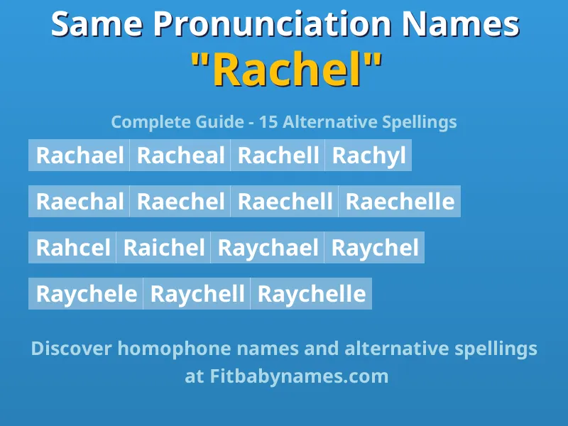 Infographic: Rachel same pronunciation names, similar names, and homophone names