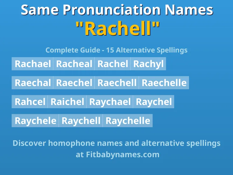 Infographic: Rachell same pronunciation names, similar names, and homophone names