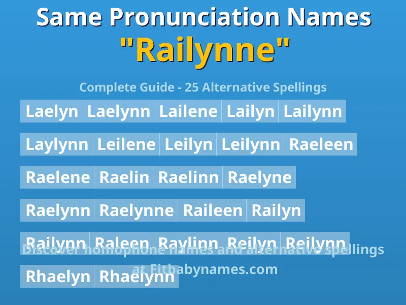 Infographic: Railynne same pronunciation names, similar names, and homophone names