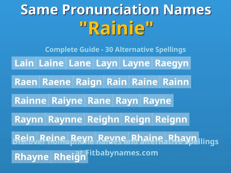Infographic: Rainie same pronunciation names, similar names, and homophone names