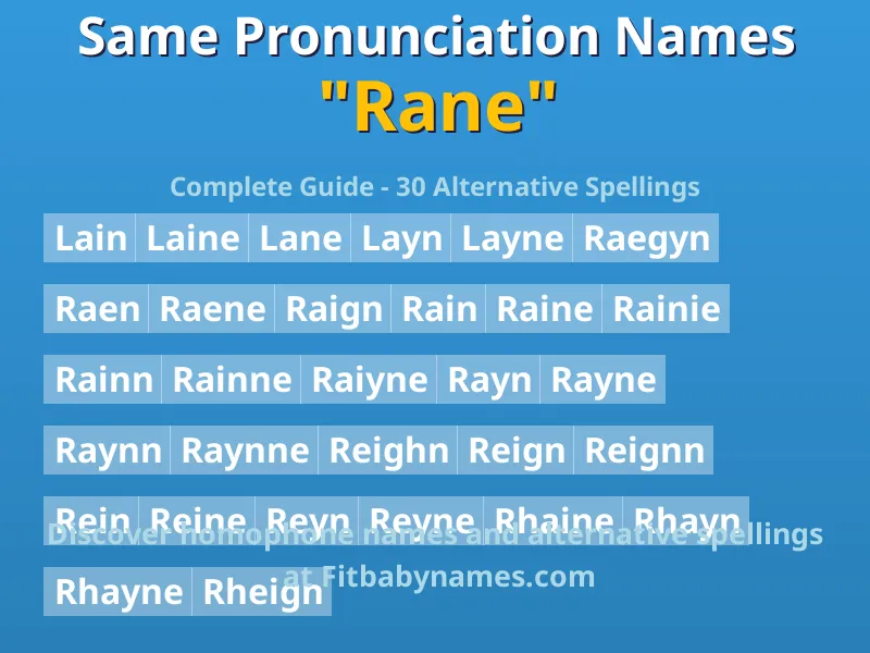Infographic: Rane same pronunciation names, similar names, and homophone names