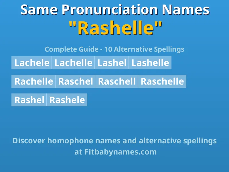 Infographic: Rashelle same pronunciation names, similar names, and homophone names