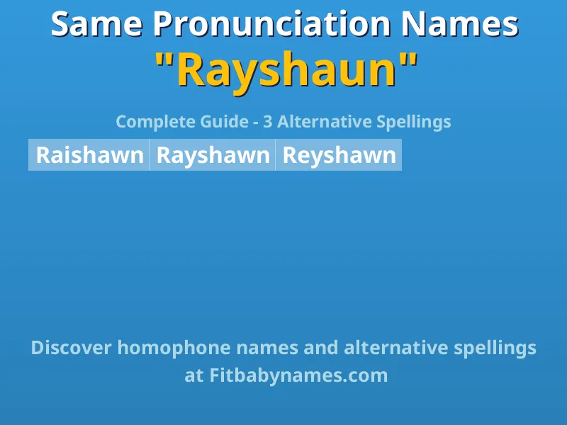 Infographic: Rayshaun same pronunciation names, similar names, and homophone names