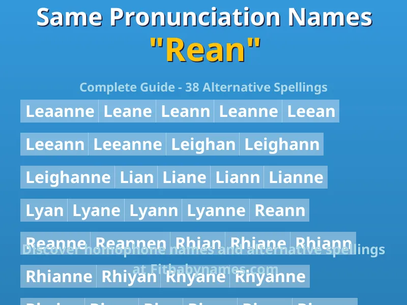 Infographic: Rean same pronunciation names, similar names, and homophone names