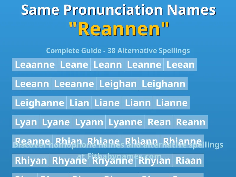 Infographic: Reannen same pronunciation names, similar names, and homophone names