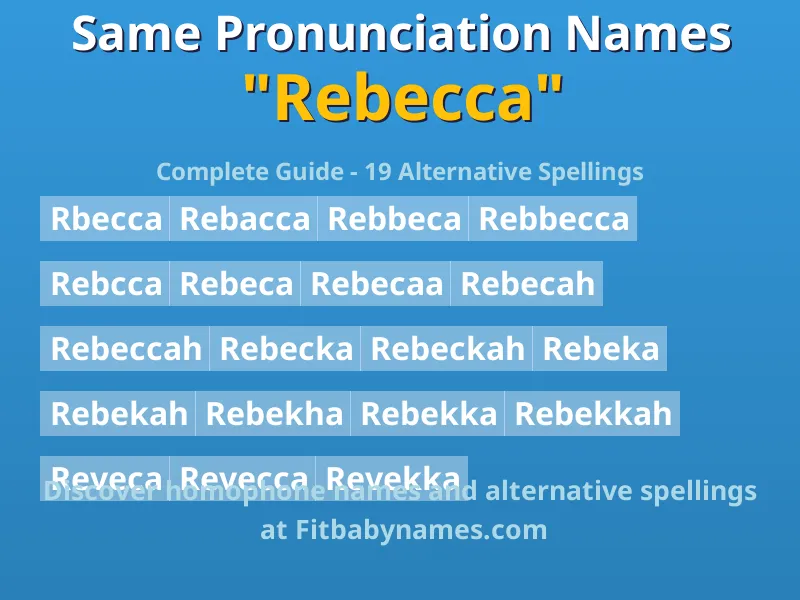 Infographic: Rebecca same pronunciation names, similar names, and homophone names