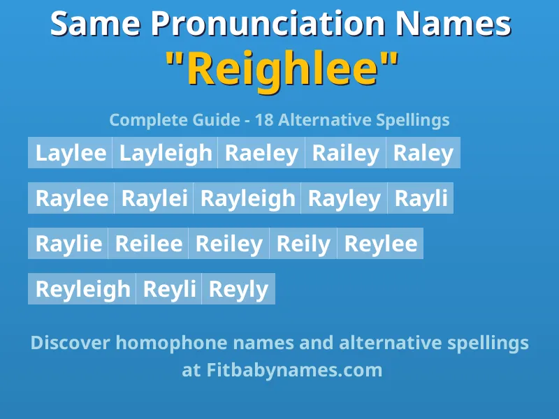 Infographic: Reighlee same pronunciation names, similar names, and homophone names