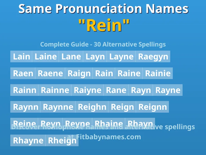 Infographic: Rein same pronunciation names, similar names, and homophone names