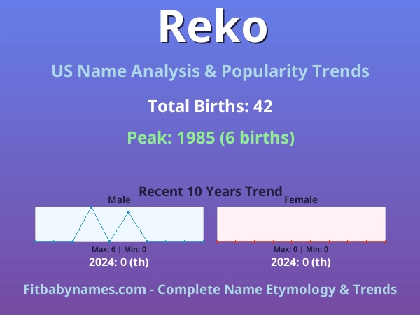 Infographic: Reko name meaning, origin, and popularity trends in the United States (US baby name analysis chart)