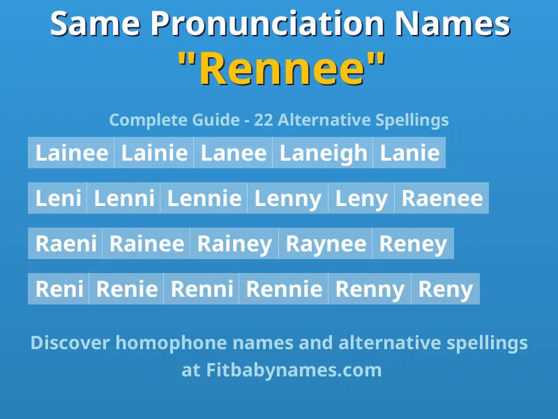 Infographic: Rennee same pronunciation names, similar names, and homophone names