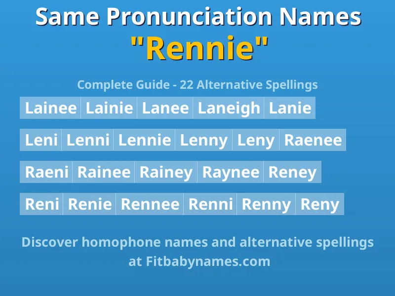 Infographic: Rennie same pronunciation names, similar names, and homophone names