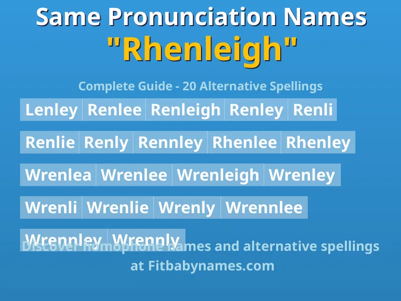 Infographic: Rhenleigh same pronunciation names, similar names, and homophone names