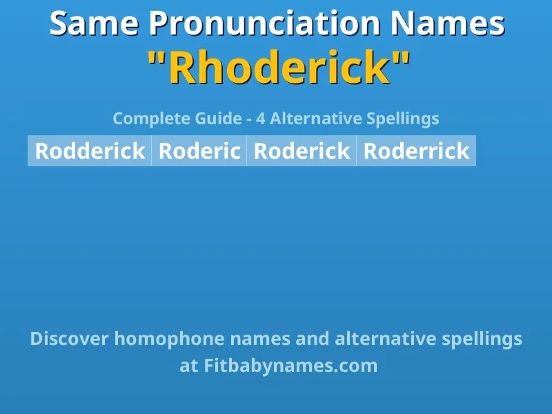Infographic: Rhoderick same pronunciation names, similar names, and homophone names