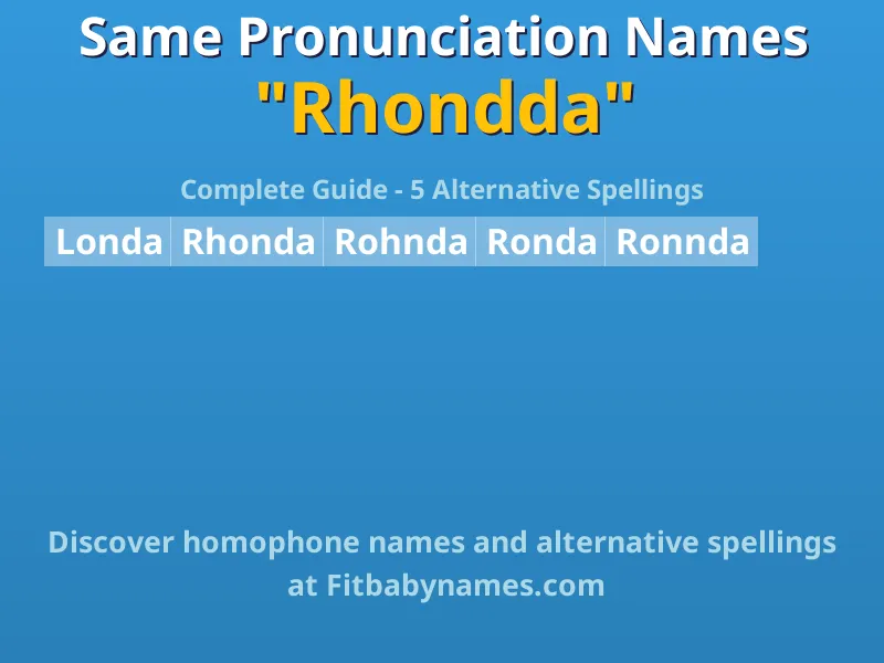 Infographic: Rhondda same pronunciation names, similar names, and homophone names