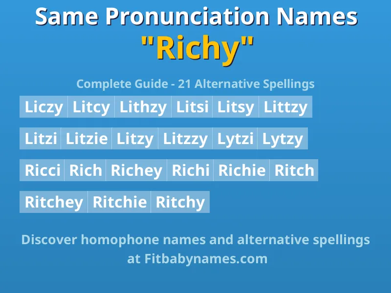 Infographic: Richy same pronunciation names, similar names, and homophone names