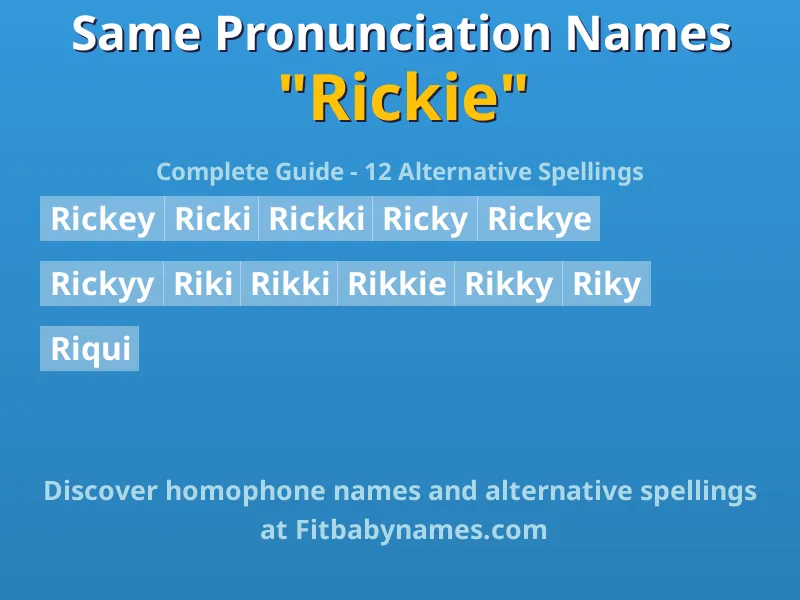 Infographic: Rickie same pronunciation names, similar names, and homophone names