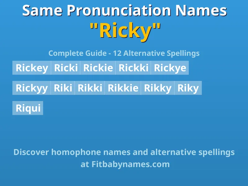 Infographic: Ricky same pronunciation names, similar names, and homophone names