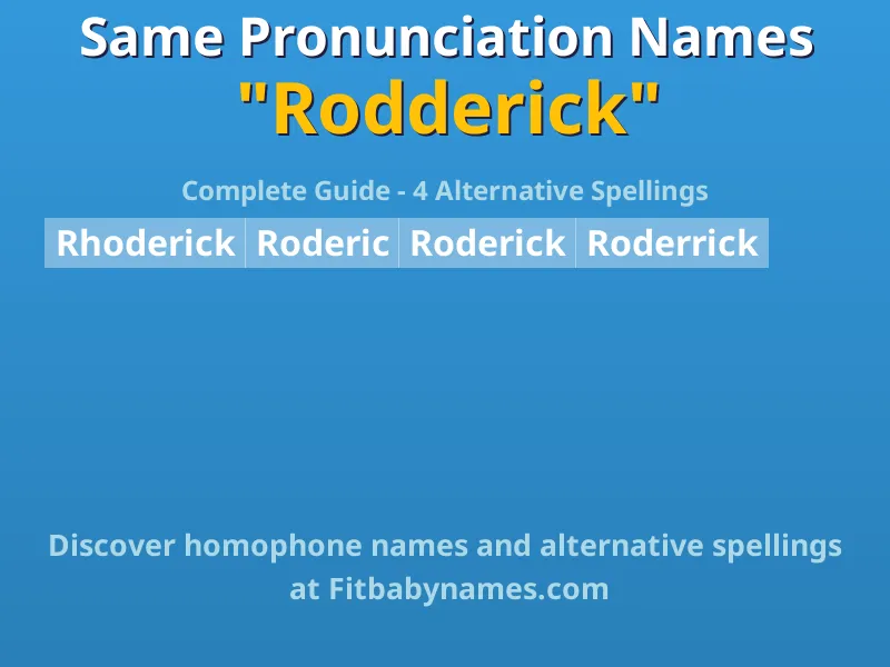 Infographic: Rodderick same pronunciation names, similar names, and homophone names