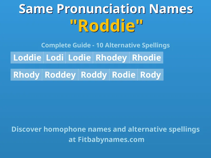Infographic: Roddie same pronunciation names, similar names, and homophone names