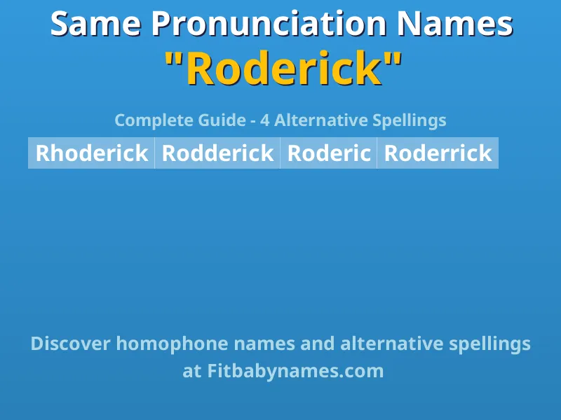 Infographic: Roderick same pronunciation names, similar names, and homophone names