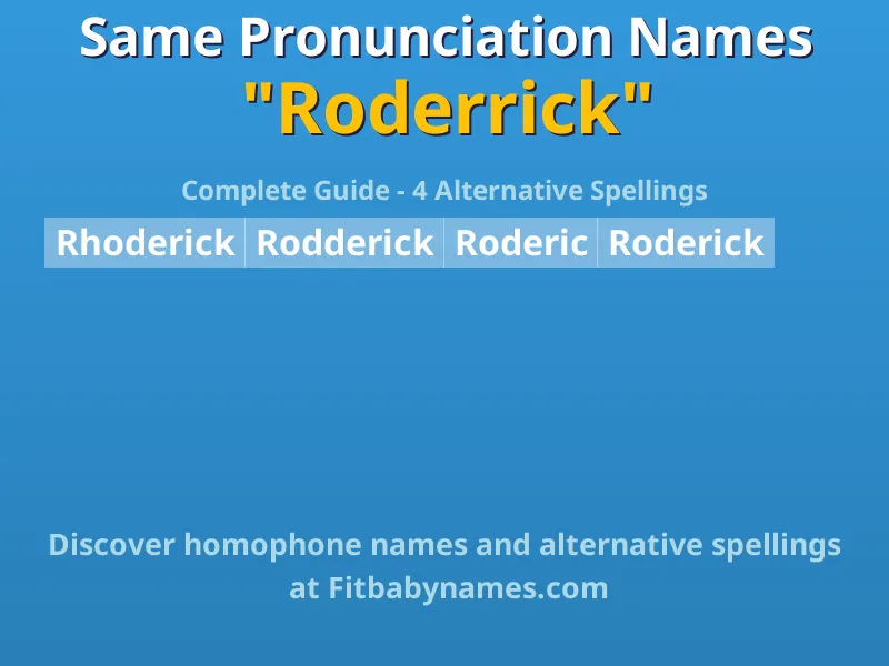 Infographic: Roderrick same pronunciation names, similar names, and homophone names