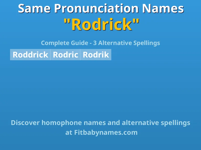 Infographic: Rodrick same pronunciation names, similar names, and homophone names
