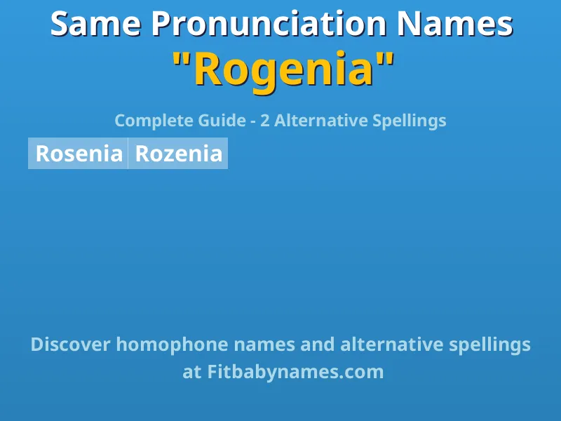 Infographic: Rogenia same pronunciation names, similar names, and homophone names