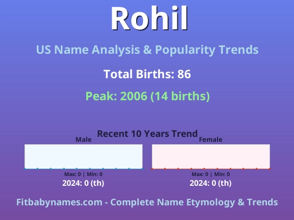 Infographic: Rohil name meaning, origin, and popularity trends in the United States (US baby name analysis chart)