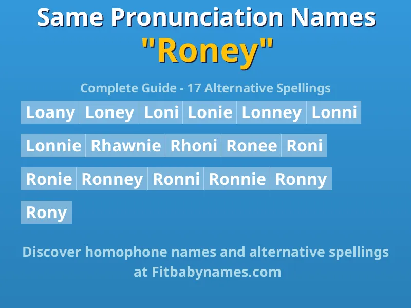 Infographic: Roney same pronunciation names, similar names, and homophone names