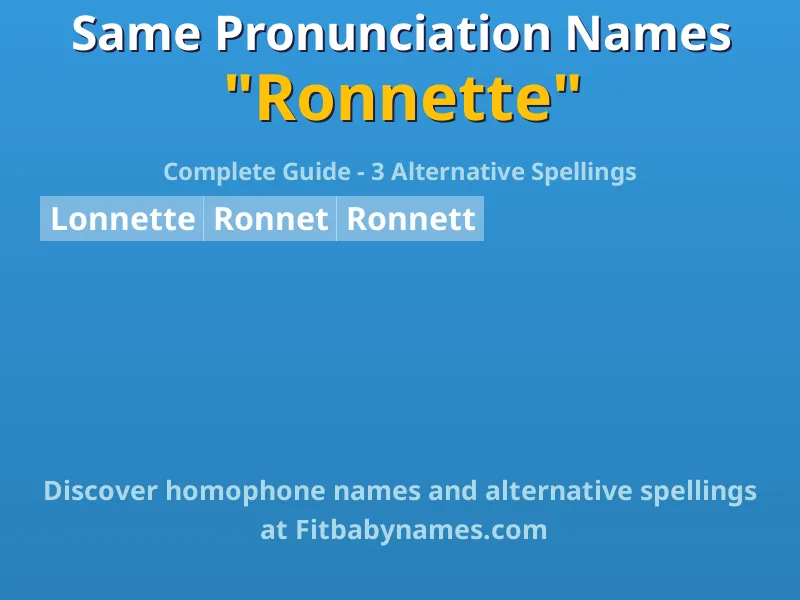 Infographic: Ronnette same pronunciation names, similar names, and homophone names