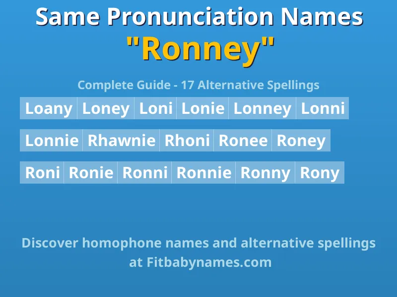 Infographic: Ronney same pronunciation names, similar names, and homophone names