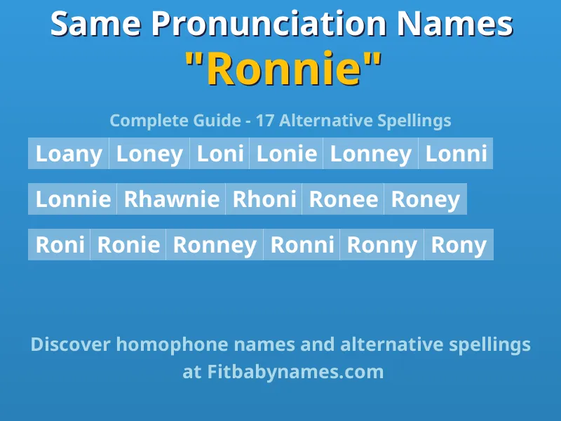 Infographic: Ronnie same pronunciation names, similar names, and homophone names