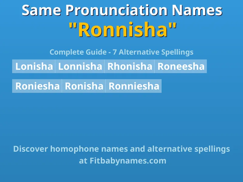 Infographic: Ronnisha same pronunciation names, similar names, and homophone names