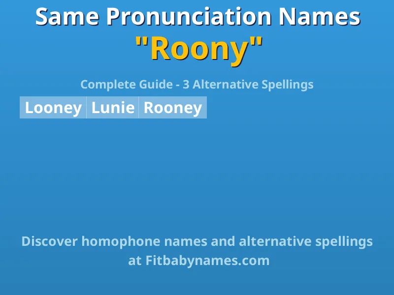 Infographic: Roony same pronunciation names, similar names, and homophone names