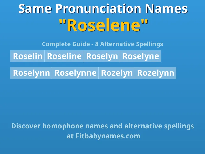 Infographic: Roselene same pronunciation names, similar names, and homophone names