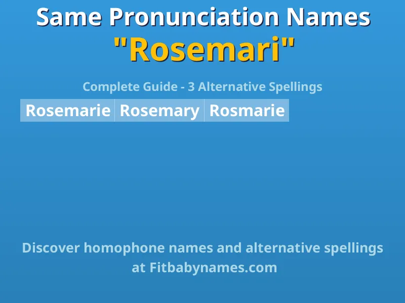 Infographic: Rosemari same pronunciation names, similar names, and homophone names