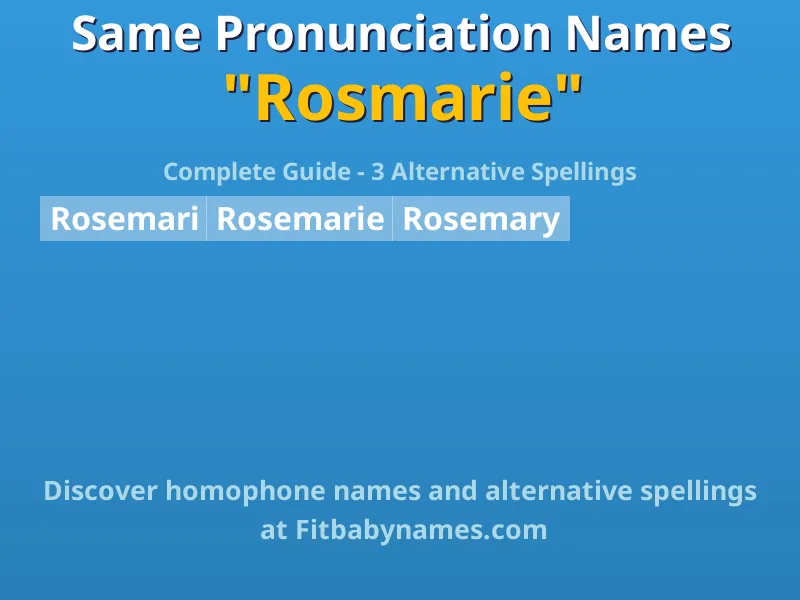 Infographic: Rosmarie same pronunciation names, similar names, and homophone names