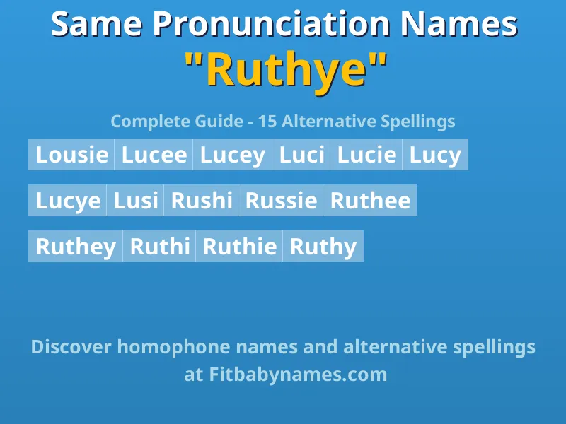 Infographic: Ruthye same pronunciation names, similar names, and homophone names