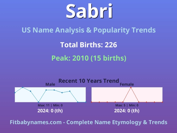 Infographic: Sabri name meaning, origin, and popularity trends in the United States (US baby name analysis chart)