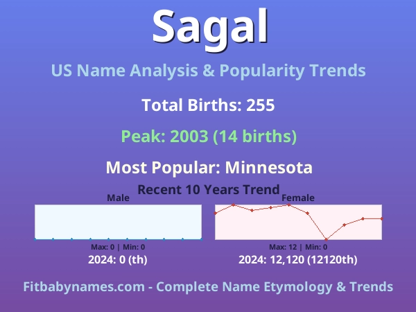Infographic: Sagal name meaning, origin, and popularity trends in the United States (US baby name analysis chart)