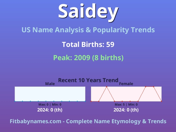 Infographic: Saidey name meaning, origin, and popularity trends in the United States (US baby name analysis chart)