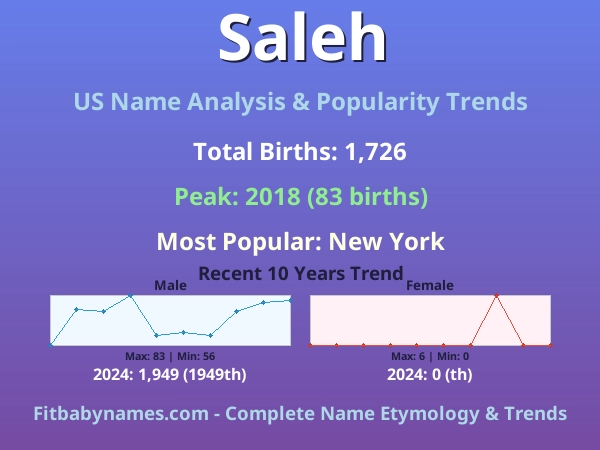 Infographic: Saleh name meaning, origin, and popularity trends in the United States (US baby name analysis chart)