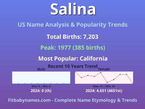Infographic: Salina name meaning, origin, and popularity trends in the United States (US baby name analysis chart)